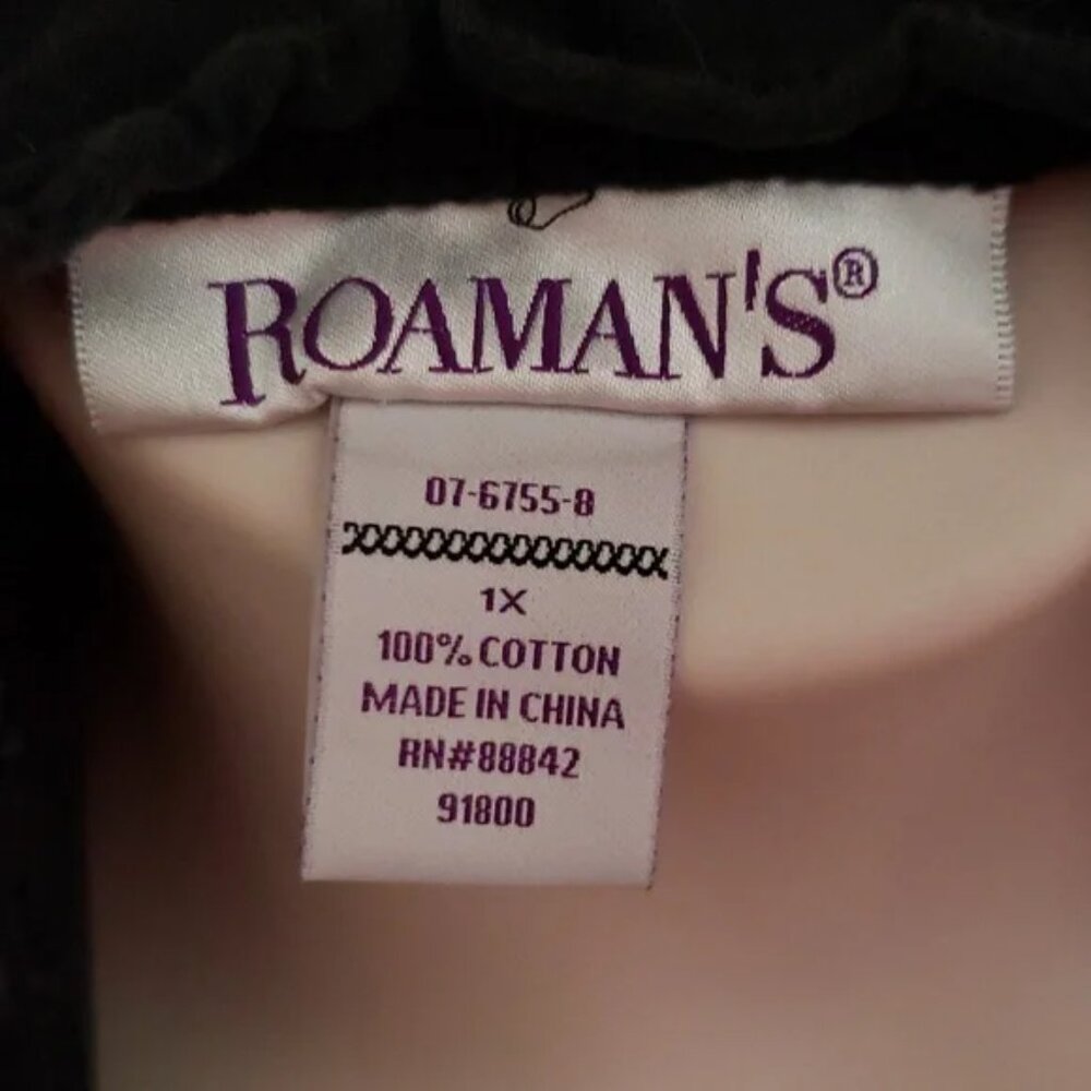 Black cotton top by Roaman's Plus Women's Size 1X - Picture 4 of 4